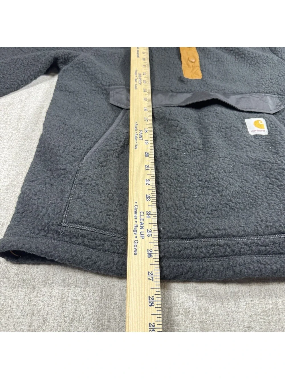 Carhartt Jacket Mens Small Black Brown Sherpa Pullover Sweater Button Snap RELAX
